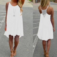 Plus Size S-3XL Summer Asymmetrical Sleeveless Dress Swim Cover