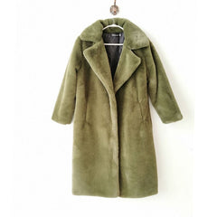 Faux Rabbit Fur Coat Women Thick Warm Vegan Winter Casual Elegant Outerwear Fashion
