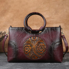 Handmade Leather Shoulder Bag Women Large Capacity Casual Elegant Fashion Handbag Purse