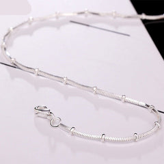 Snake Chain Bead Necklace Women 925 Sterling Silver Elegant Casual Fashion Jewelry Gift
