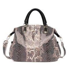 Luxury Genuine Leather Handbag Snakeskin Pattern