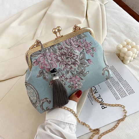Victorian Chain Crossbody Bag Women Vintage Shoulder Messenger Elegant Fashion Handbag Purse