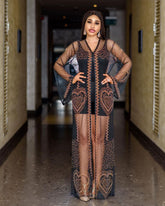 Floor-Length Mesh Fabric Rhinestone Fashion Robe Dresses