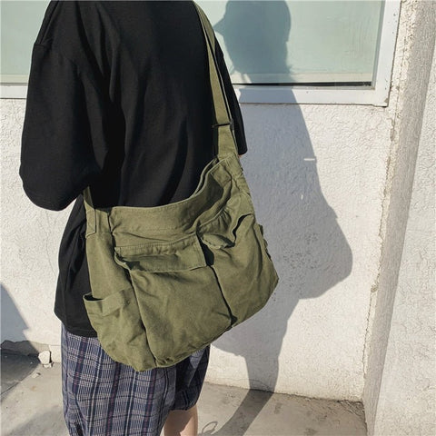 Canvas Hobo Crossbody Messenger Bag Women Large Capacity Casual Everyday Fashion Handbag