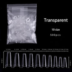 French Natural Transparent Coffin False Nails