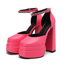 Thick Sole High Heel Platform Shoes Women Chunky Elegant Party Casual Fashion