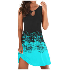 Floral Print Sleeveless Sundress Women Casual Short Beach Vacation Summer Fashion Dress