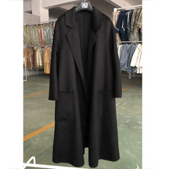 Women Long Autumn Winter Double Breasted Wool Coat