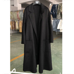 Double Breasted Wool Coat Women Long Elegant Warm Autumn Winter Outerwear Fashion