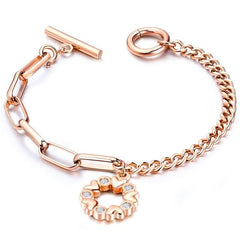 Love Heart Charm Bracelet Women Gold Silver Stainless Steel Elegant Fashion Jewelry Gift