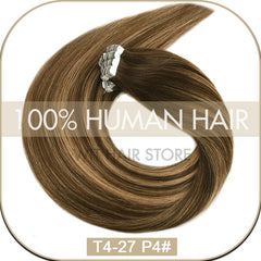 Straight Human Hair Extensions Natural Seamless Clip-In Soft Smooth Fashion