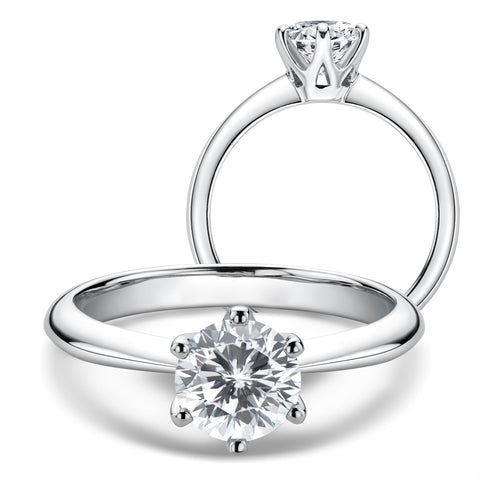 Moissanite Solitaire Engagement Ring Women 1 Carat Six-Prong Sterling Silver Promise Jewelry