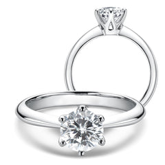Moissanite Solitaire Engagement Ring Women 1 Carat Six-Prong Sterling Silver Promise Jewelry