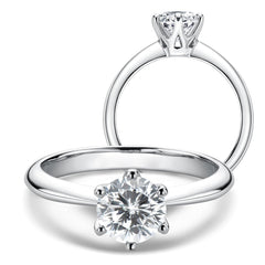 Moissanite Solitaire Engagement Ring Women 1 Carat Six-Prong Sterling Silver Promise Jewelry