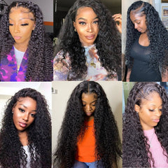 Deep Wave Lace Front Wig Human Hair 30-40 Inch Wavy Swiss Lace Natural Fashion