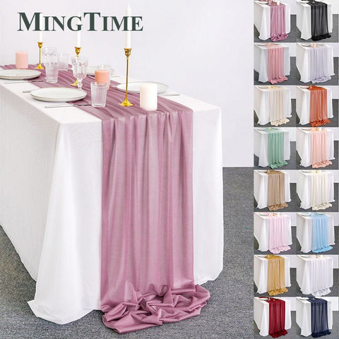 Chiffon Table Runner Sheer Luxury Solid Color Wedding Party Shower Birthday Decor