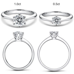 Moissanite Solitaire Engagement Ring Women 1 Carat Six-Prong Sterling Silver Promise Jewelry