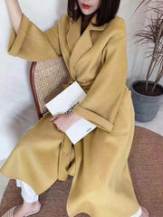 Women Long Autumn Winter Double Breasted Wool Coat