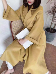 Double Breasted Wool Coat Women Long Elegant Warm Autumn Winter Outerwear Fashion