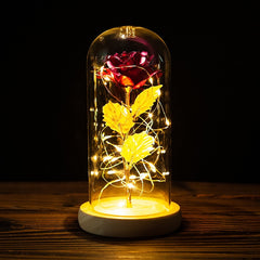 LED Foil Flower Glass Cover Light Valentine's Day Gift Romantic Home Decor Accessory