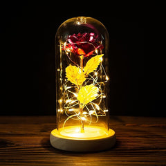 LED Foil Flower Glass Cover Light Valentine's Day Gift Romantic Home Decor Accessory