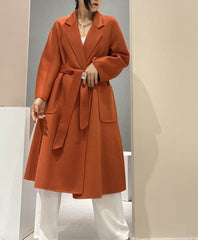 Double Breasted Wool Coat Women Long Elegant Warm Autumn Winter Outerwear Fashion