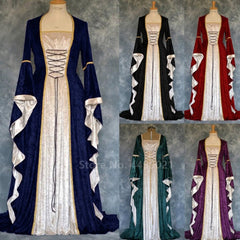 Medieval Princess Halloween Costume Women Long Dress Elegant Witch Square Collar Masquerade