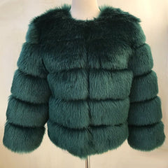 Faux Fur Winter Coat Women Warm Thick Elegant Casual Outerwear Fashion Jacket