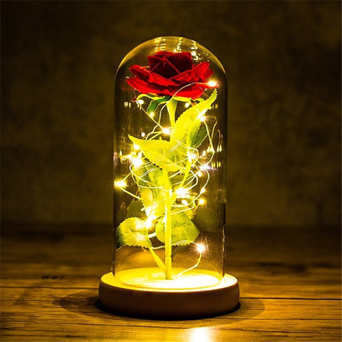 LED Foil Flower Glass Cover Light Valentine's Day Gift Romantic Home Decor Accessory