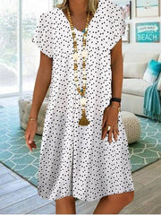Plus Size Boho Print Dress Women V-Neck Short Sleeve Loose Fit Casual Summer Fashion