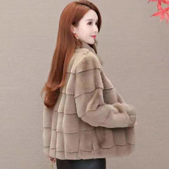 Plush Faux Fur Jacket Women Warm Winter Casual Cozy Outerwear Fashion Coat