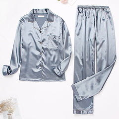 Silk Satin Pajama Set Women Elegant Luxury Loungewear Sleepwear Casual Fashion