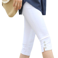 High Waist Capri Pants Women Knee Length Thin Breathable Stretchy Casual Summer Fashion