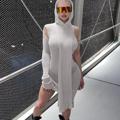 Tight Hooded Bodycon Dress Women Clubwear Casual Elegant Fall Spring Fashion Dress