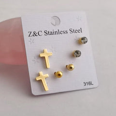 Butterfly Star Moon Heart Stud Earrings Set Women Stainless Steel Small Cute Jewelry Gift