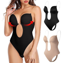 Seamless U Plunge Backless Bodysuit Women Bra Shapewear Slimming Casual Everyday Fashion