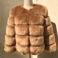 Faux Fur Winter Coat Women Warm Thick Elegant Casual Outerwear Fashion Jacket