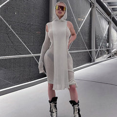 Tight Hooded Bodycon Dress Women Clubwear Casual Elegant Fall Spring Fashion Dress