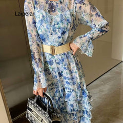 Multi-Layer Ruffle Summer Dress Women Holiday Casual Elegant Beach Vacation Fashion