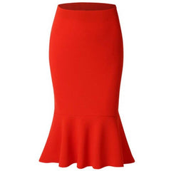 High Waist Fishtail Bandage Midi Skirt Women Vintage Style Elegant Casual Fashion Skirt
