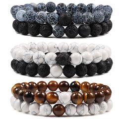 Tiger Eye Lava Stone Bracelet Beaded Yoga Meditation Concentration Gem Jewelry Gift Unisex