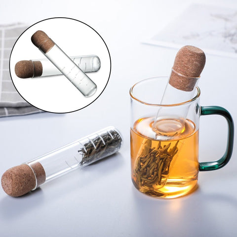 Glass Tea Infuser Handmade Test Tube Clear Borosilicate Lead-Free Loose Leaf Filter Strainer Tool
