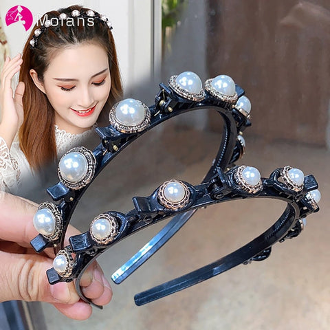 Pearl Headband Women Non-Slip Hoop Claw Clip Elegant Casual Everyday Fashion Hair Accessory