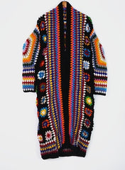 Long Sleeve Handmade Knit Maxi Coat Women Native Style Casual Warm Winter Outerwear