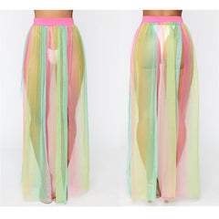 Sheer Mesh Beach Cover Up Skirt Women Transparent Wrap Swimwear Casual Summer Fashion