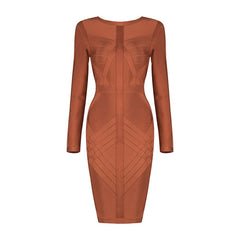 Long Sleeve Bandage Bodycon Mini Dress Women O-Neck Back Zip Elegant Party Fashion Dress