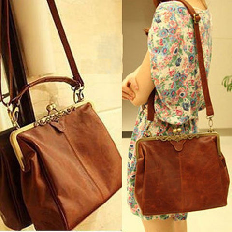 Faux Leather Ball Clasp Clutch Women Retro Shoulder Bag Elegant Evening Party Fashion Handbag