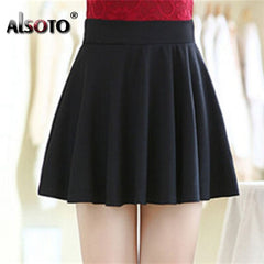 Classic Pleated Mini Skirt Women Girls Stretchy Waist Casual Everyday Fashion Skirt
