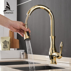 Kitchen Faucets Silver Single Handle Pull Tap