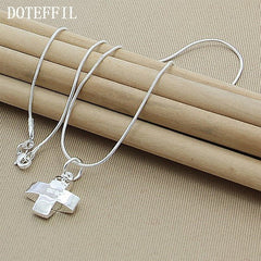 Cross Pendant Necklace Women 925 Sterling Silver 16-30 Inch Snake Chain Jewelry Gift